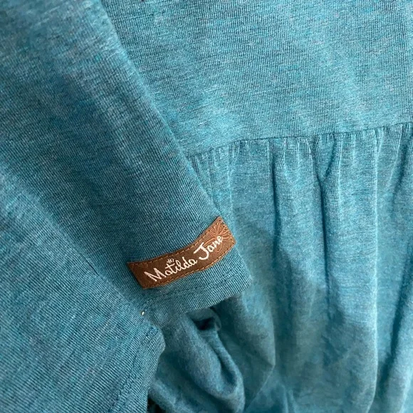 MATILDA JANE Tiered Knit Dress Teal Modal Long Sleeves Vneck Boho Cottagecore S - Picture 5 of 10